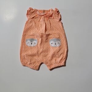 Carter’s Baby Girl Fox Romper Newborn Orange One Piece Outfit